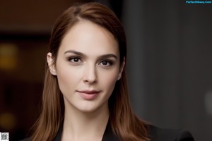 A woman in a black dress posing for a picture.
