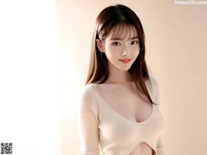 A woman in a yellow bra posing for a picture.