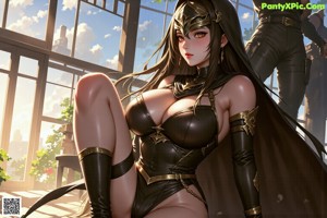 a sexy anime girl with big tits posing for the camera
