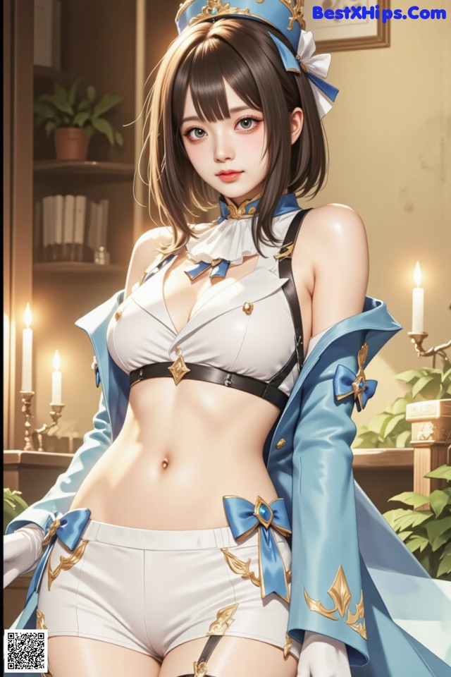 Hentai - Luminous Charm of the Aquatic Enchantress Set.1 20250125 Part 10 No.dcf404 A woman in a blue and white outfit is posing for a picture.