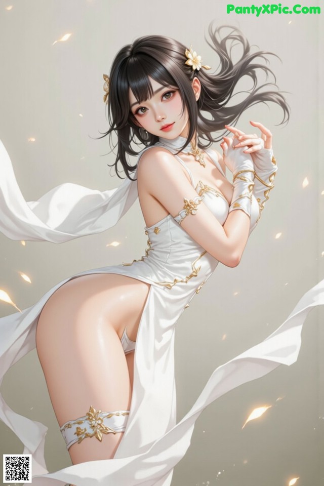 Hentai - The Frozen Elegance That Melts Starlight Set.1 20250104 Part 18 No.79da4f A woman in a white dress with a flower in her hair.